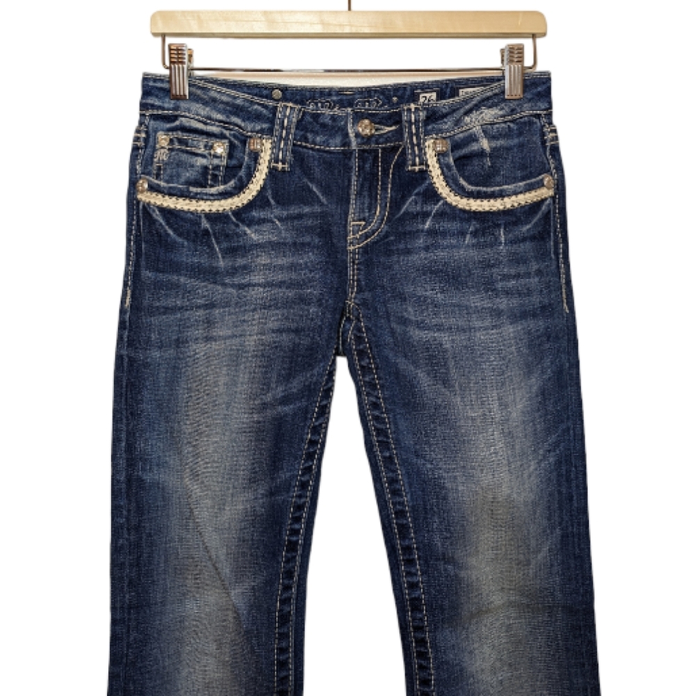 Womens Blue Embroidered Bootcut Jeans - 7 For All Mankind Style - Picture 5 of 15
